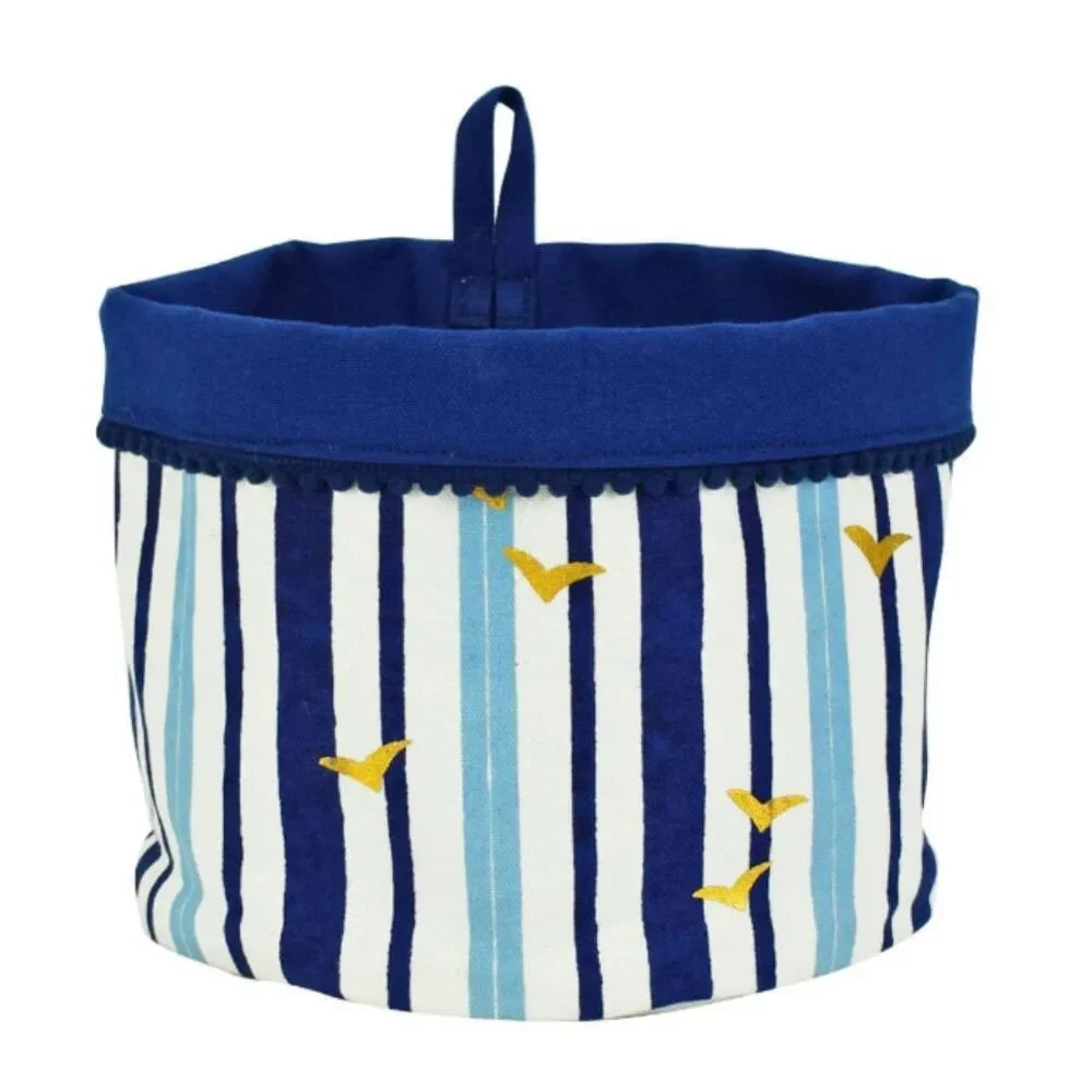 Love Vivid Coastal‎ Stripe Canvas Storage Pots S/3 NWT